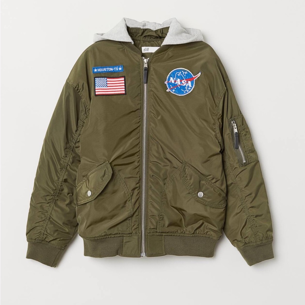 H&M Green Puffer Jacket with NASA Patch